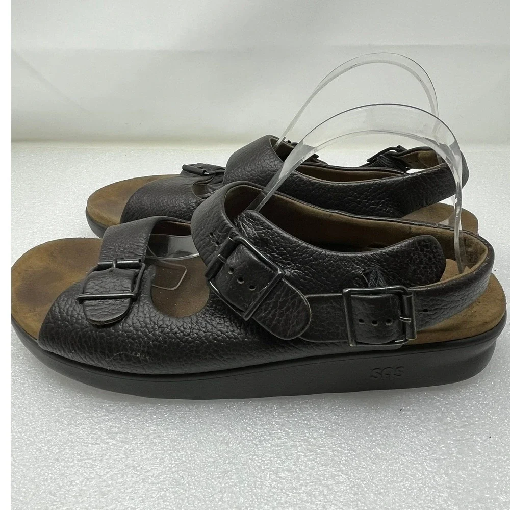 SAS Tripad Comfort Mens 12 Leather Sandals Brown Buckle Comfort Shoes